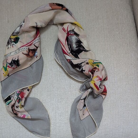 Vintage Colorful Square Bullfighting Silk Scarf by Glentex - Picture 5 of 8